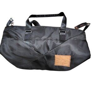 The Cuff Chic Black Nylon Shoulder Duffle Bag, Multi Zip Double Handle Large